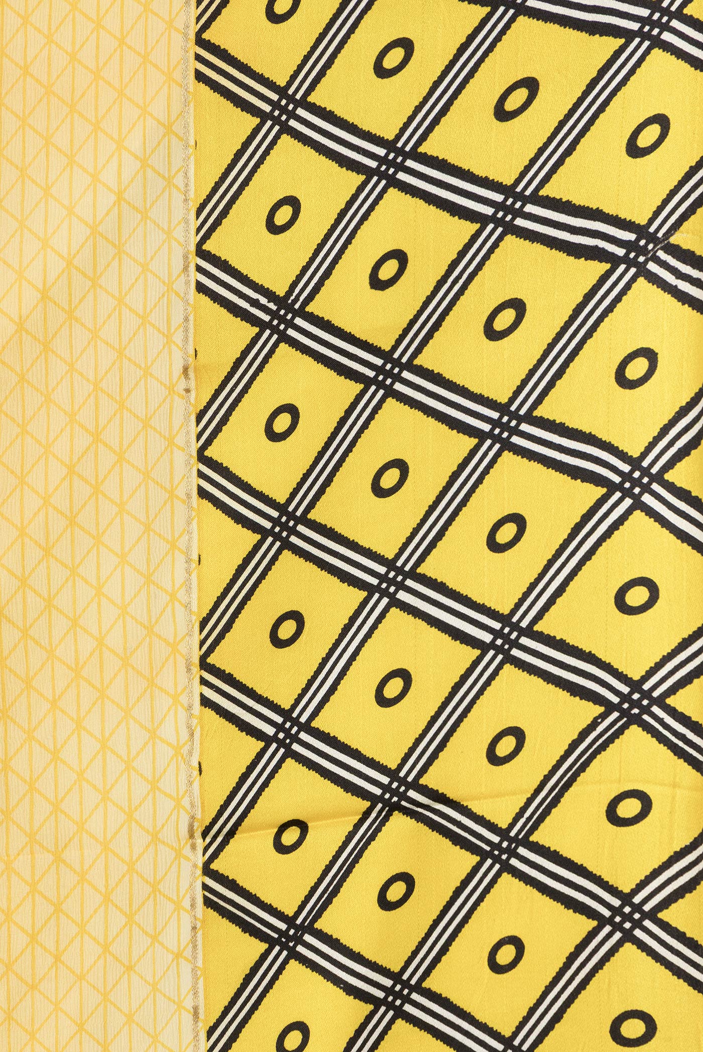 Border image of Mustard Dual Tone Mysore Chiffon Saree with Printed design on the body and Fancy Border. 