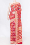 Red Dual Tone Banarasi Georgette Saree with Zari Brocade on the body and Zari Border displayed on a mannequin