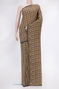 Black Dual Tone Mysore Crepe Saree with Printed design on the body and Printed Border.  displayed on a mannequin