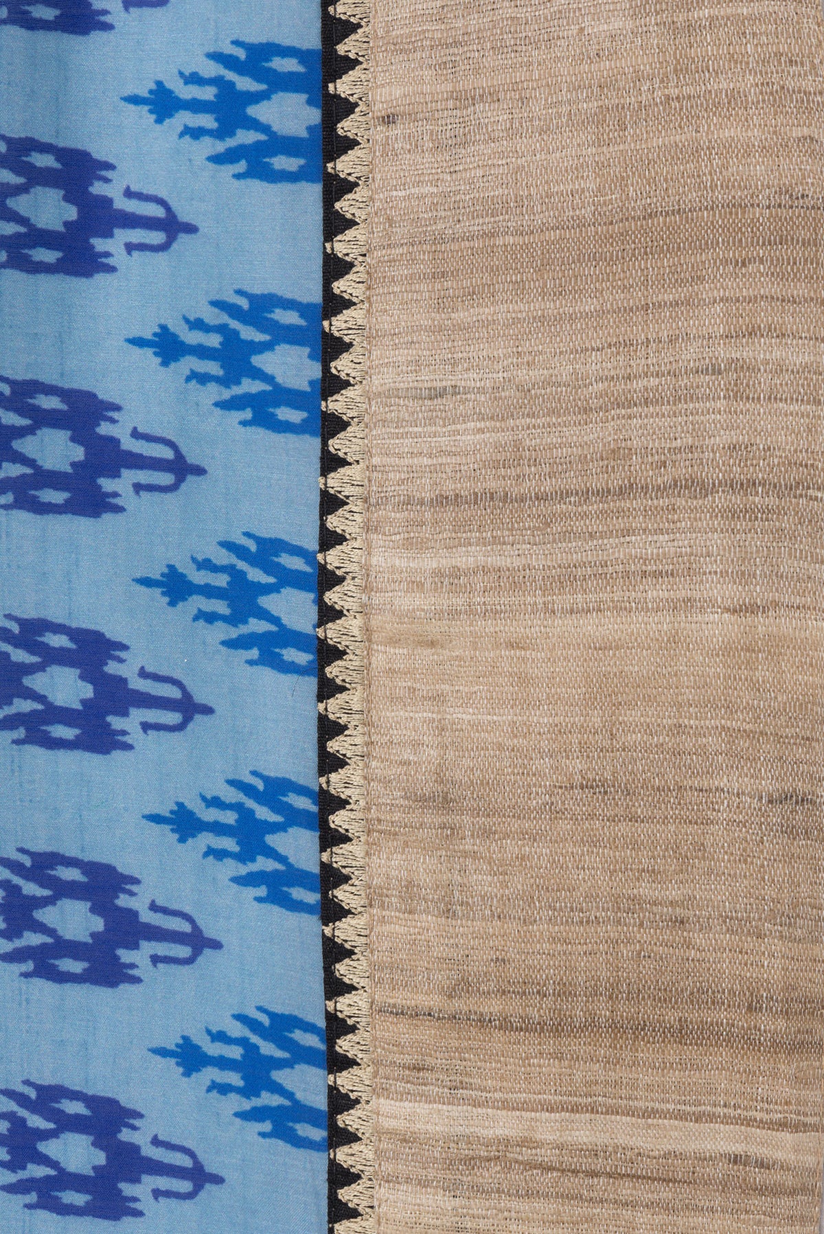 Border image of Sky Blue Dual Tone Tussar Silk Saree with Printed design on the body and Thread Border. 