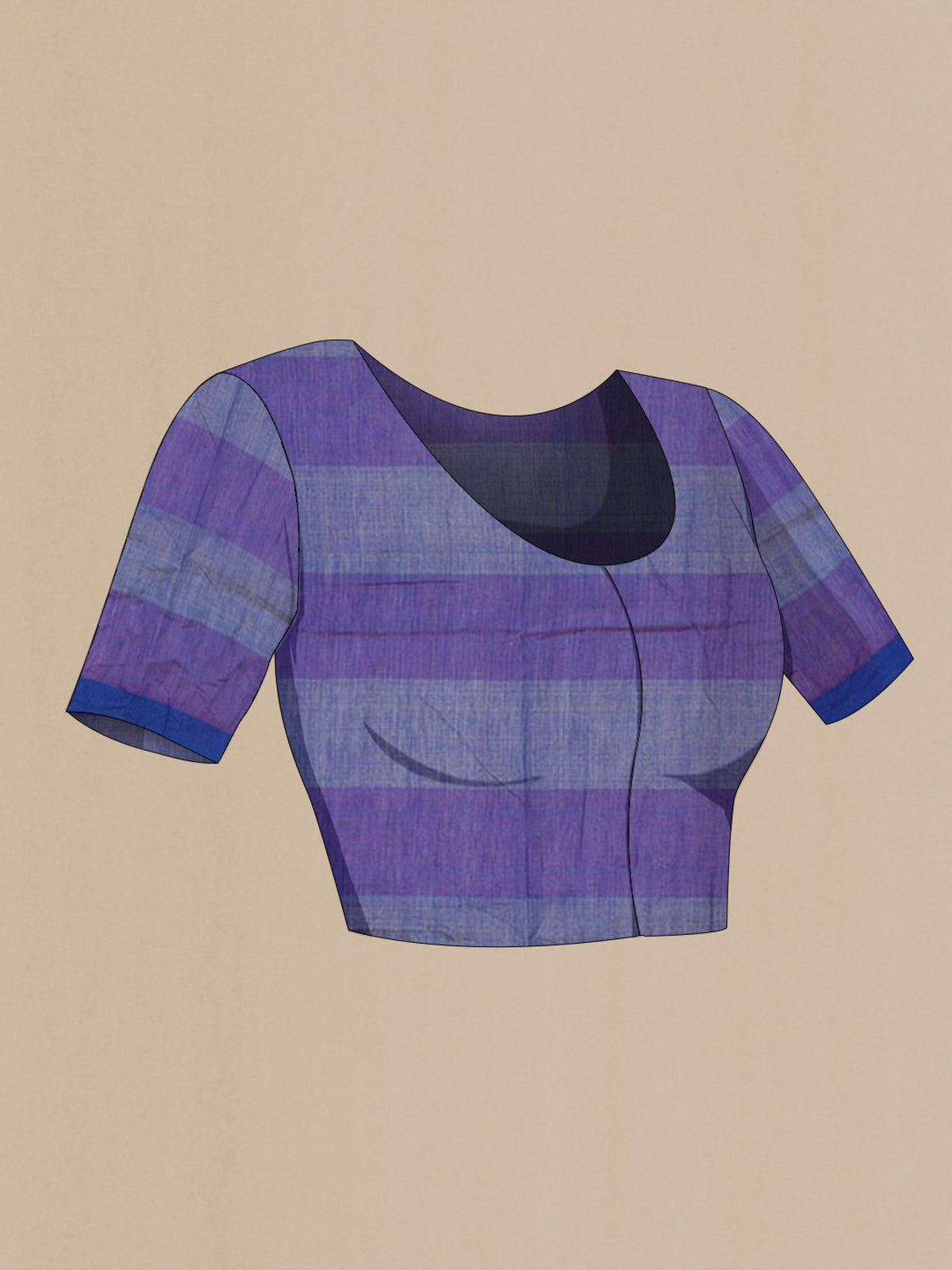 Close up image of the blouse of Multi Color Tussar Silk Saree with Checked design on the body and Checks Border