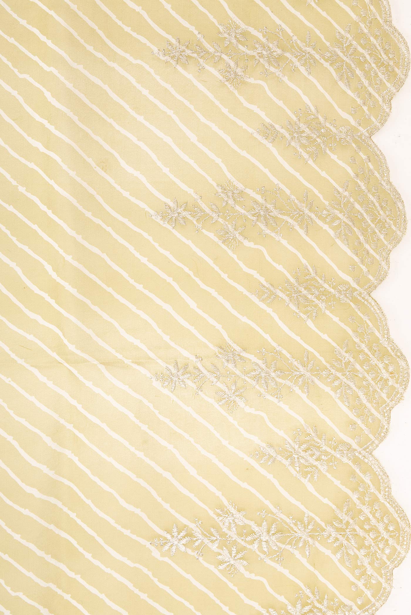 Border image of Mehandi Green Dual Tone Organza Silk Saree with Stripes on the body and Embroidery Border. 