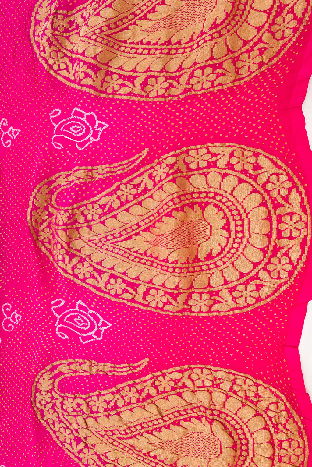 Border image of Pink Dual Tone Bandhani Silk Saree with Bandhani Print on the body and Fancy Border. 