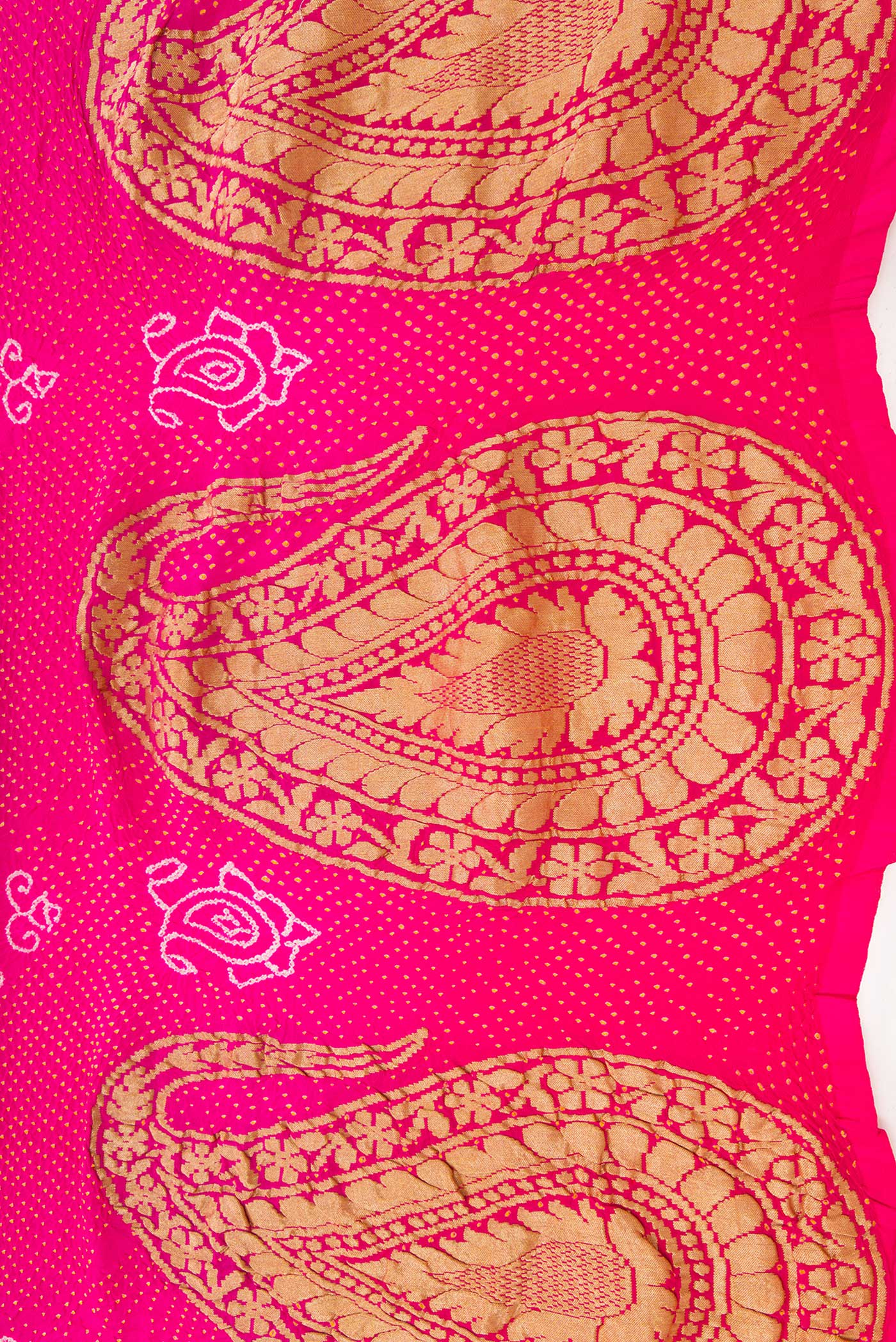 Border image of Pink Dual Tone Bandhani Silk Saree with Bandhani Print on the body and Fancy Border. 