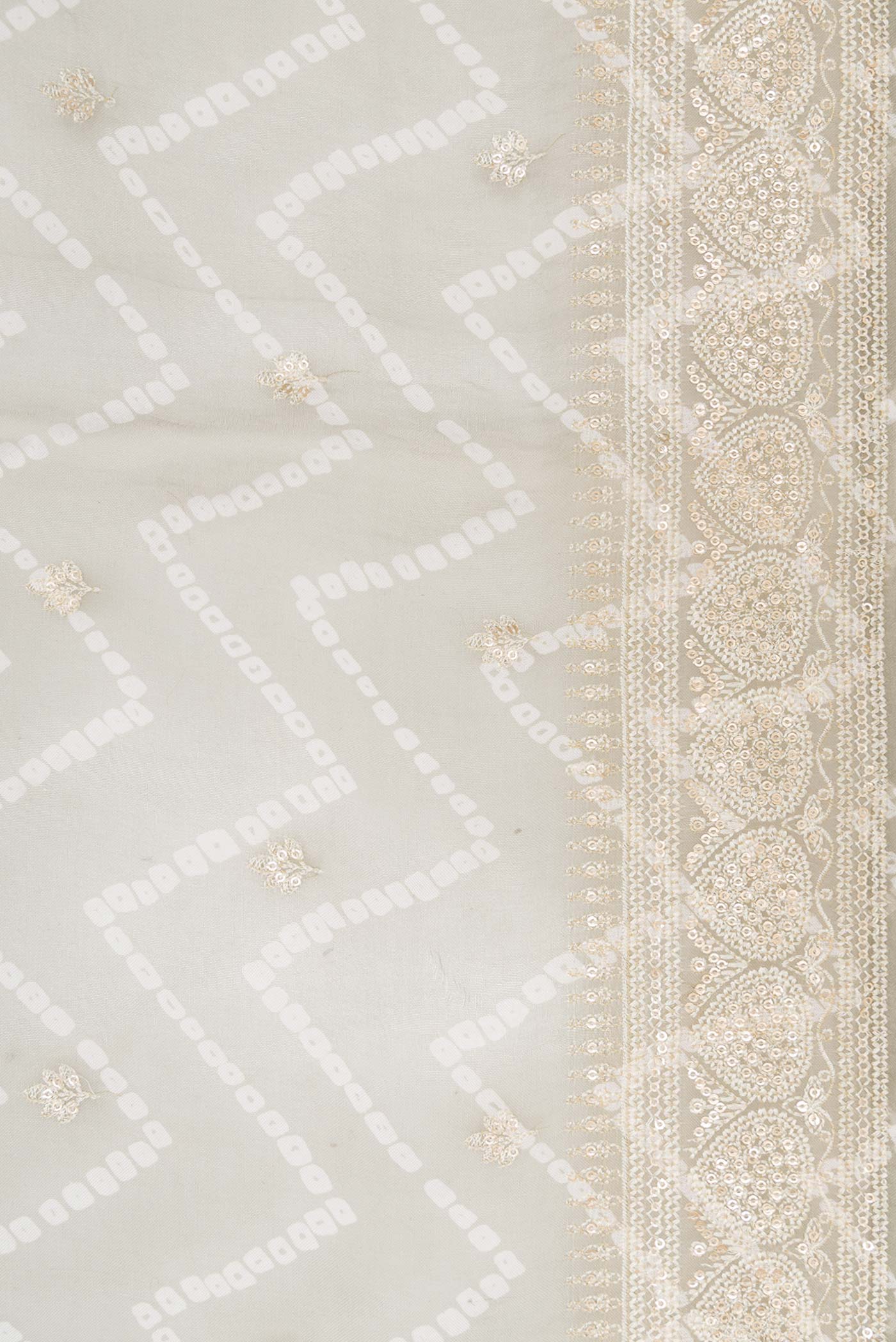 Border image of Grey Dual Tone Organza Silk Saree with Printed design on the body and Embroidery Border. 