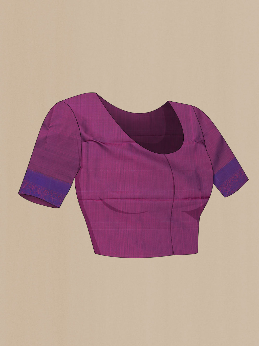 Close up image of the blouse of Pink Dual Tone Kanjivaram Saree with Thread Butta on the body and Thread Border. 