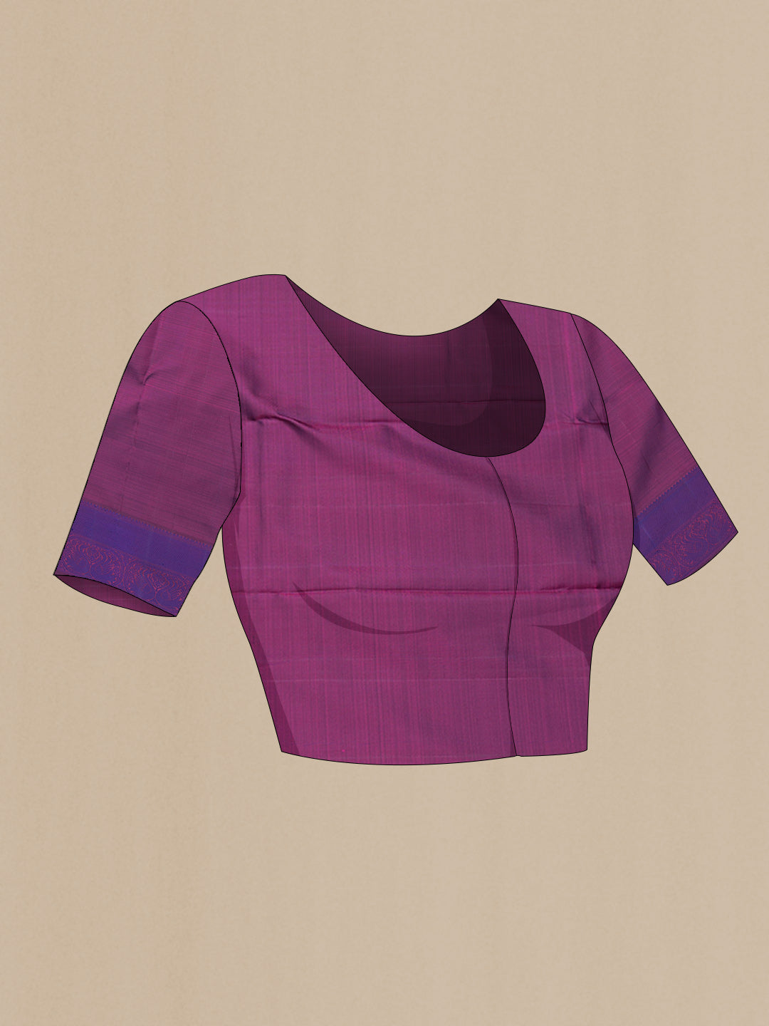 Close up image of the blouse of Pink Dual Tone Kanjivaram Saree with Thread Butta on the body and Thread Border. 