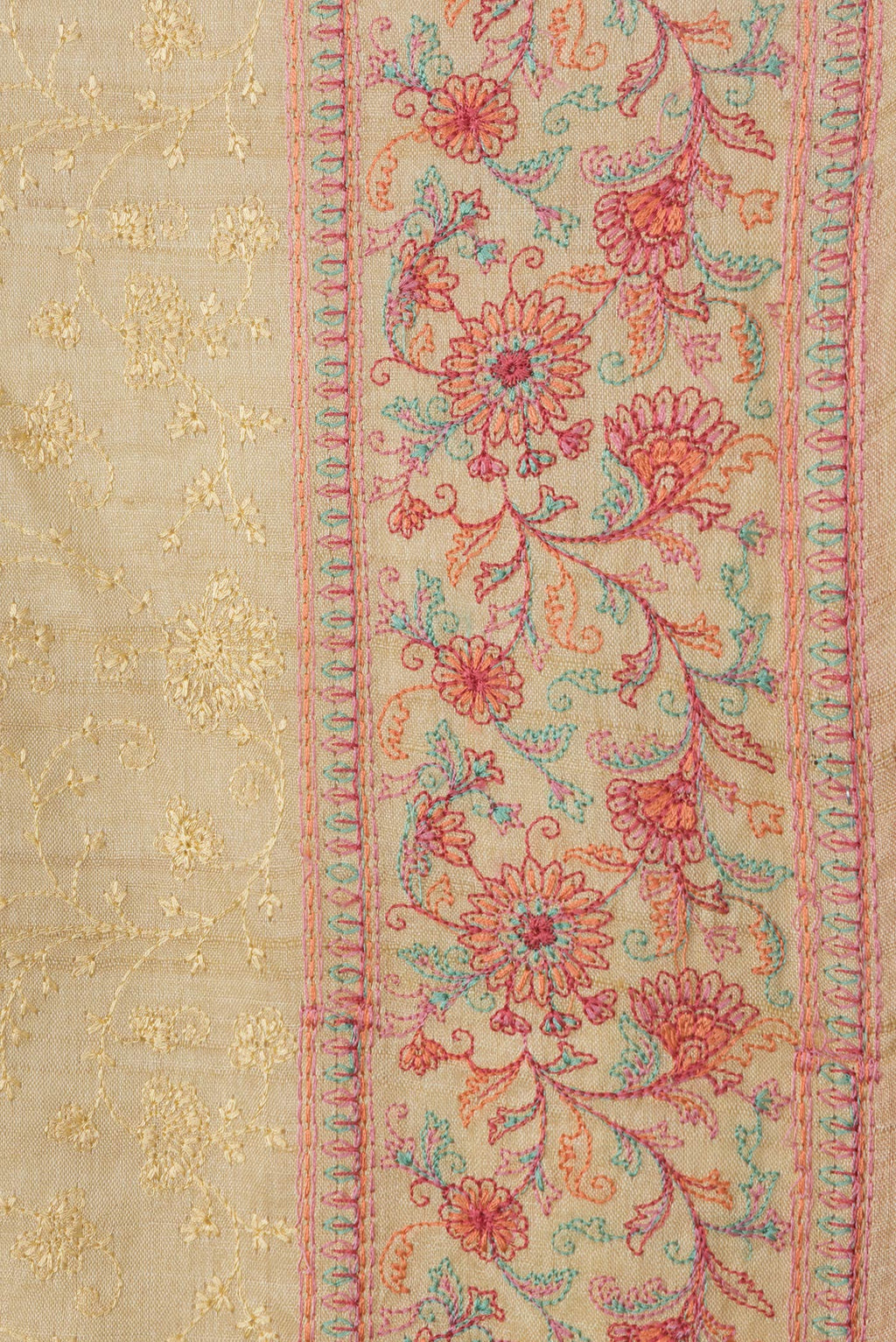 Border image of Sandal Dual Tone Tussar Silk Saree with Embroidery on the body and Embroidery Border. 