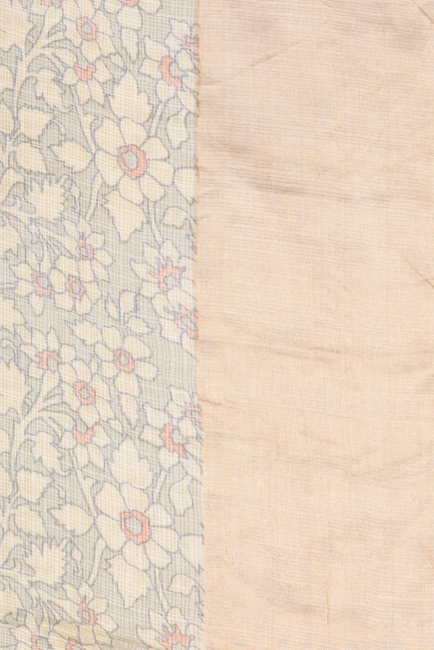 Border image of Sandal Dual Tone Kota Silk Saree with Printed design on the body and Zari Border. 