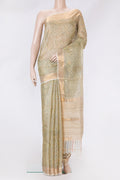 Sandal Dual Tone Kota Silk Saree with Printed design on the body and Zari Border.  displayed on a mannequin