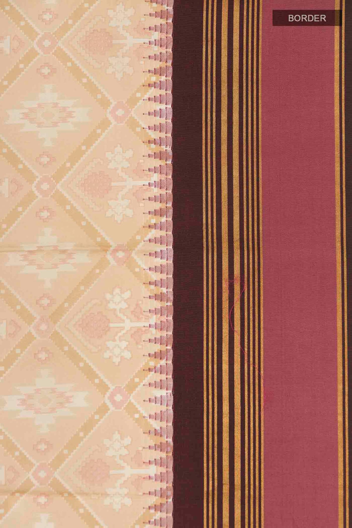 Border image of Beige Printed Silk Saree with Printed design on the body and Zari Border