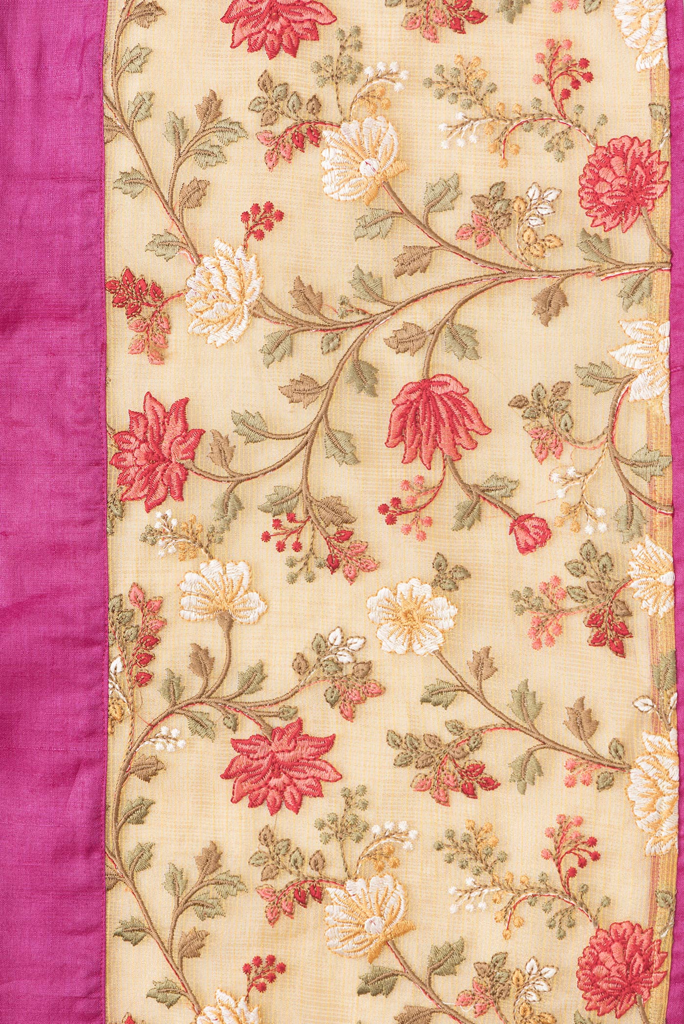 Border image of Pink Dual Tone Tussar Silk Saree with Plain Body and Embroidery Border. 