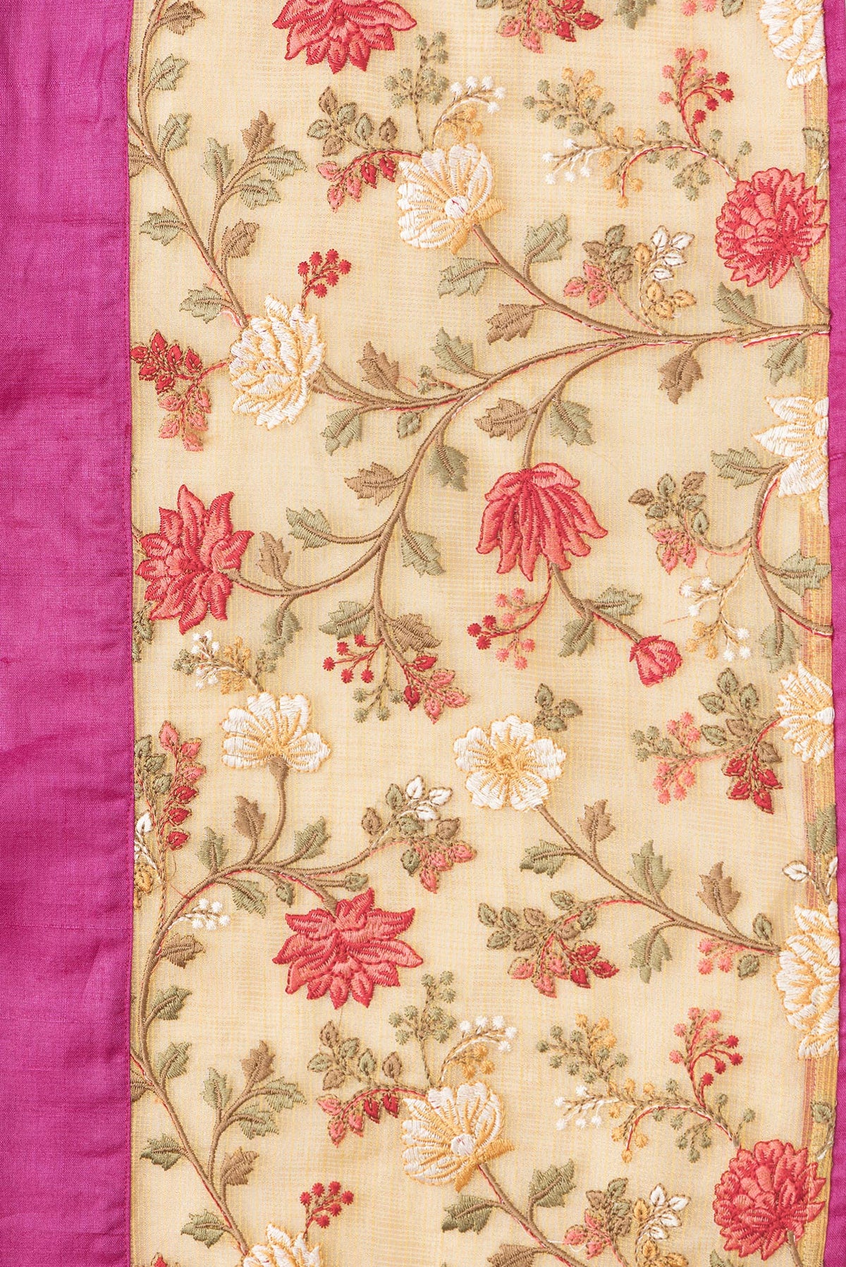 Border image of Pink Dual Tone Tussar Silk Saree with Plain Body and Embroidery Border. 