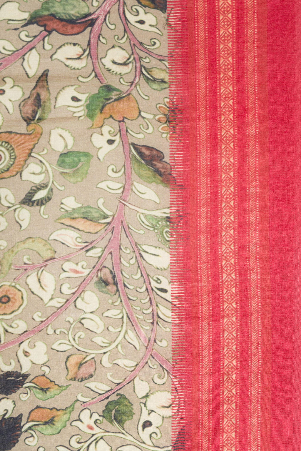 Border image of Dark Beige Dual Tone Printed Silk Saree with Printed design on the body and Thread Border. 