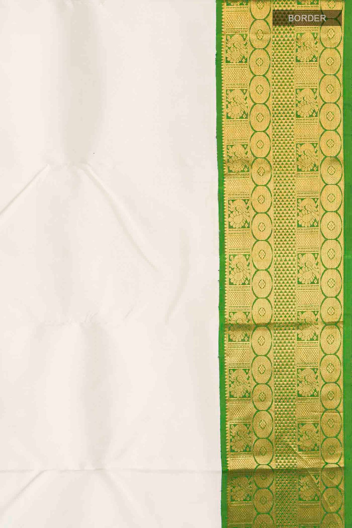 Border image of White Kanchipuram Silk Saree with Plain Body and Zari Border
