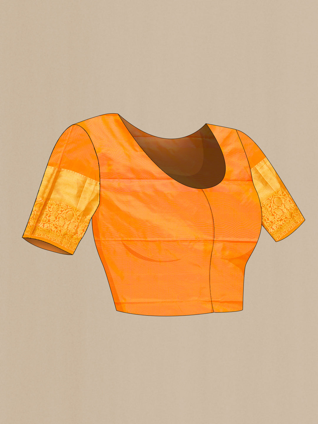 Close up image of the blouse of Pink Dual Tone Kanchipuram Silk Saree with Zari Brocade on the body and Zari Border. 