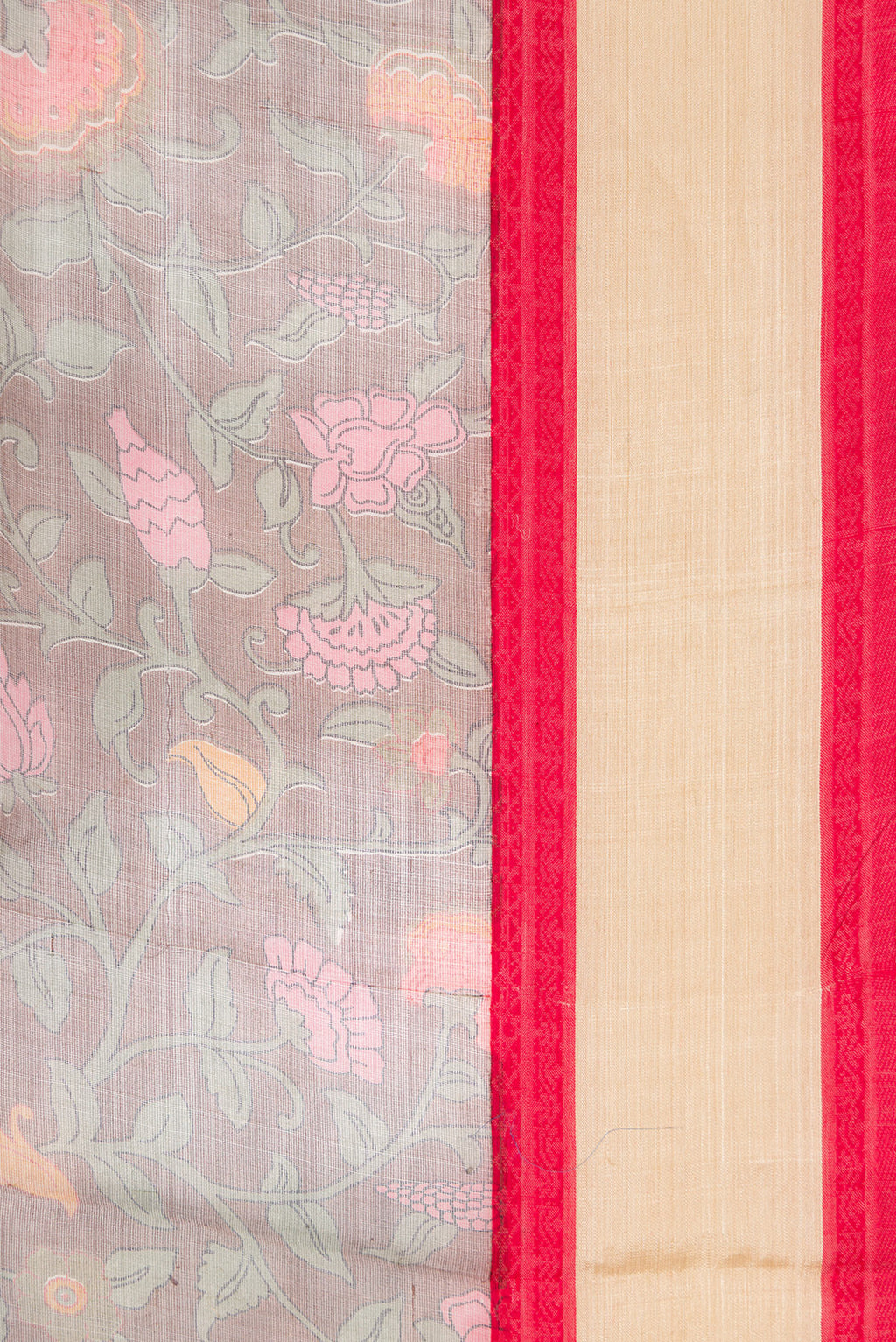 Border image of Bottle Green Dual Tone Organza Silk Saree with Printed design on the body and Thread Border. 