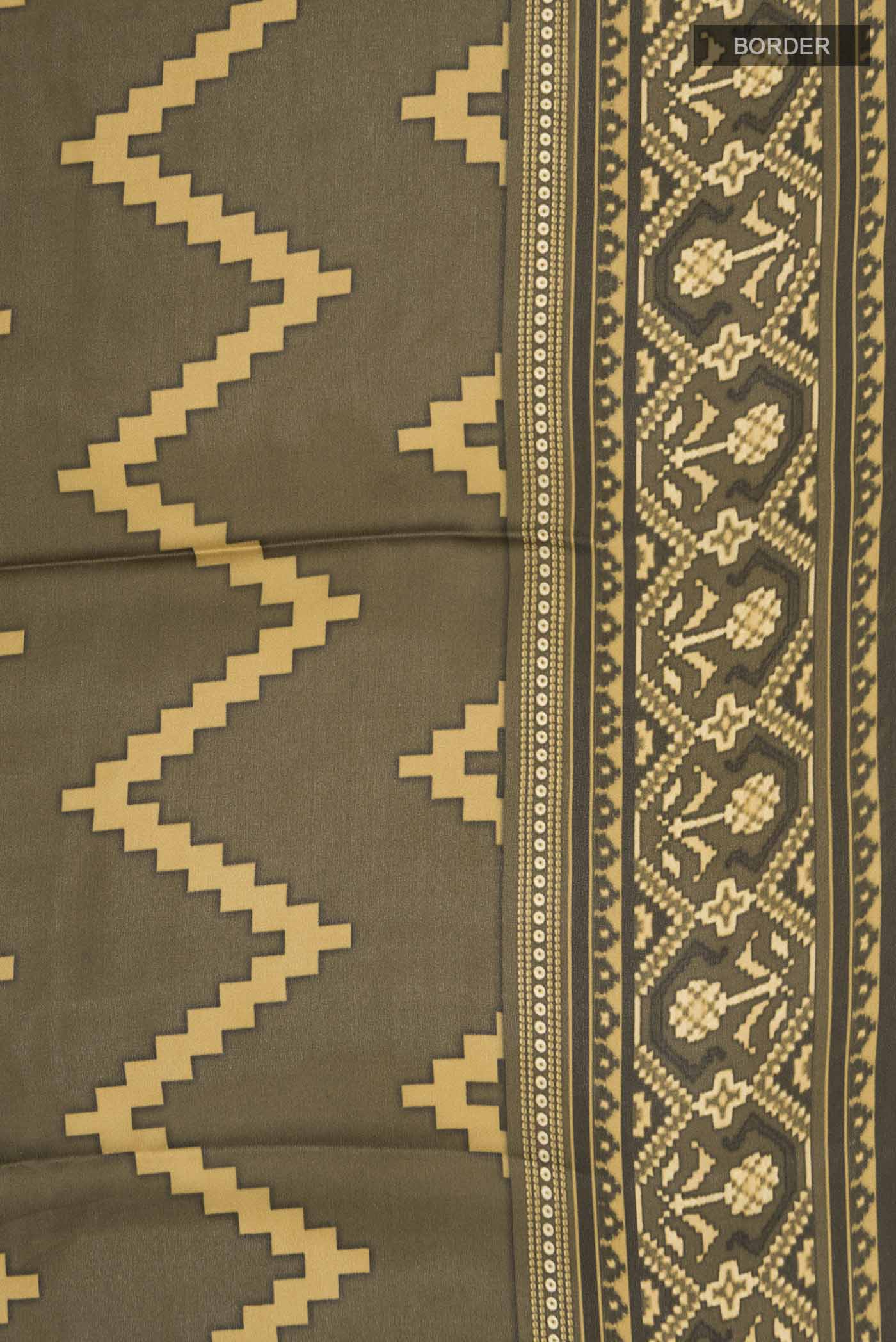 Border image of Green Satin Silk Saree with Abstract Print on the body and Printed Border