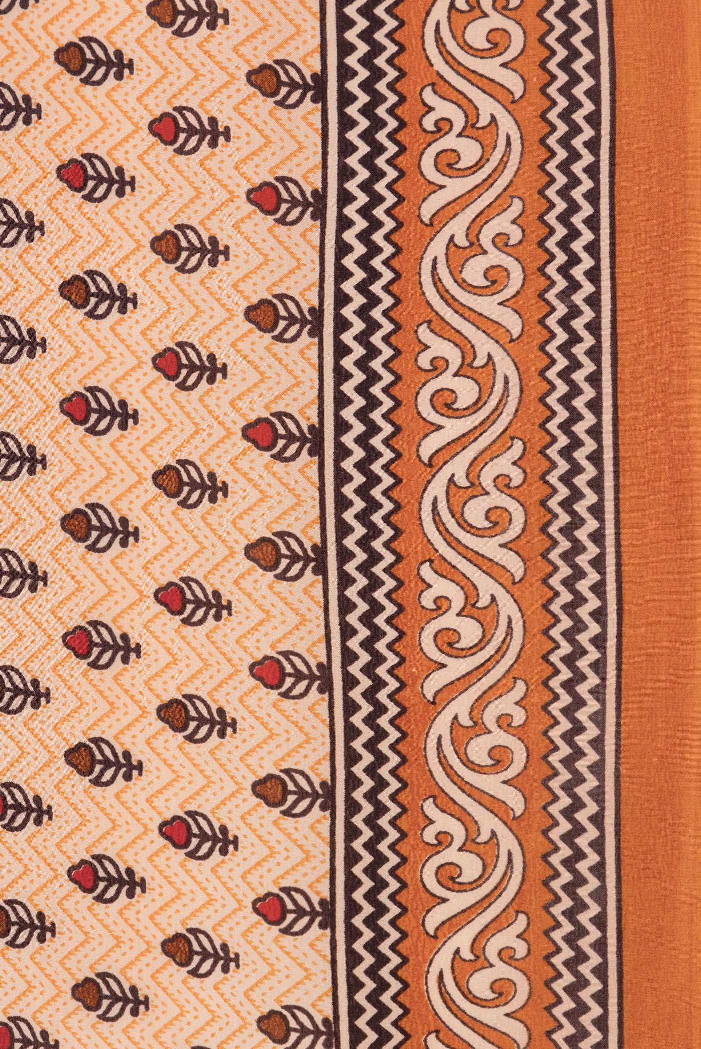 Border image of Sandal Dual Tone Crepe Saree with Printed design on the body and Printed Border. 