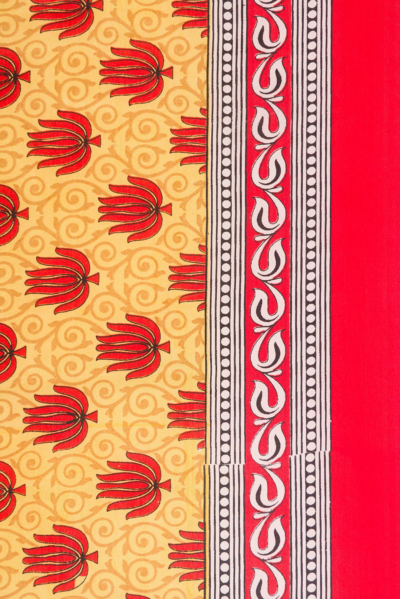 Border image of Sandal Dual Tone Mysore Crepe Saree with Printed design on the body and Printed Border. 