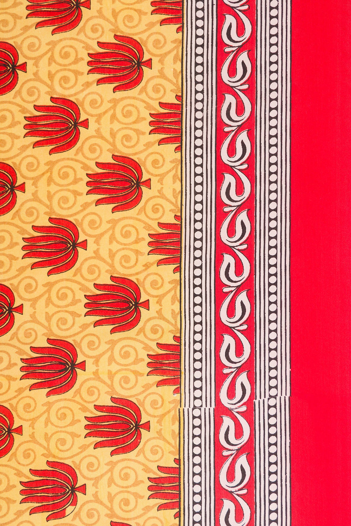 Border image of Sandal Dual Tone Mysore Crepe Saree with Printed design on the body and Printed Border. 