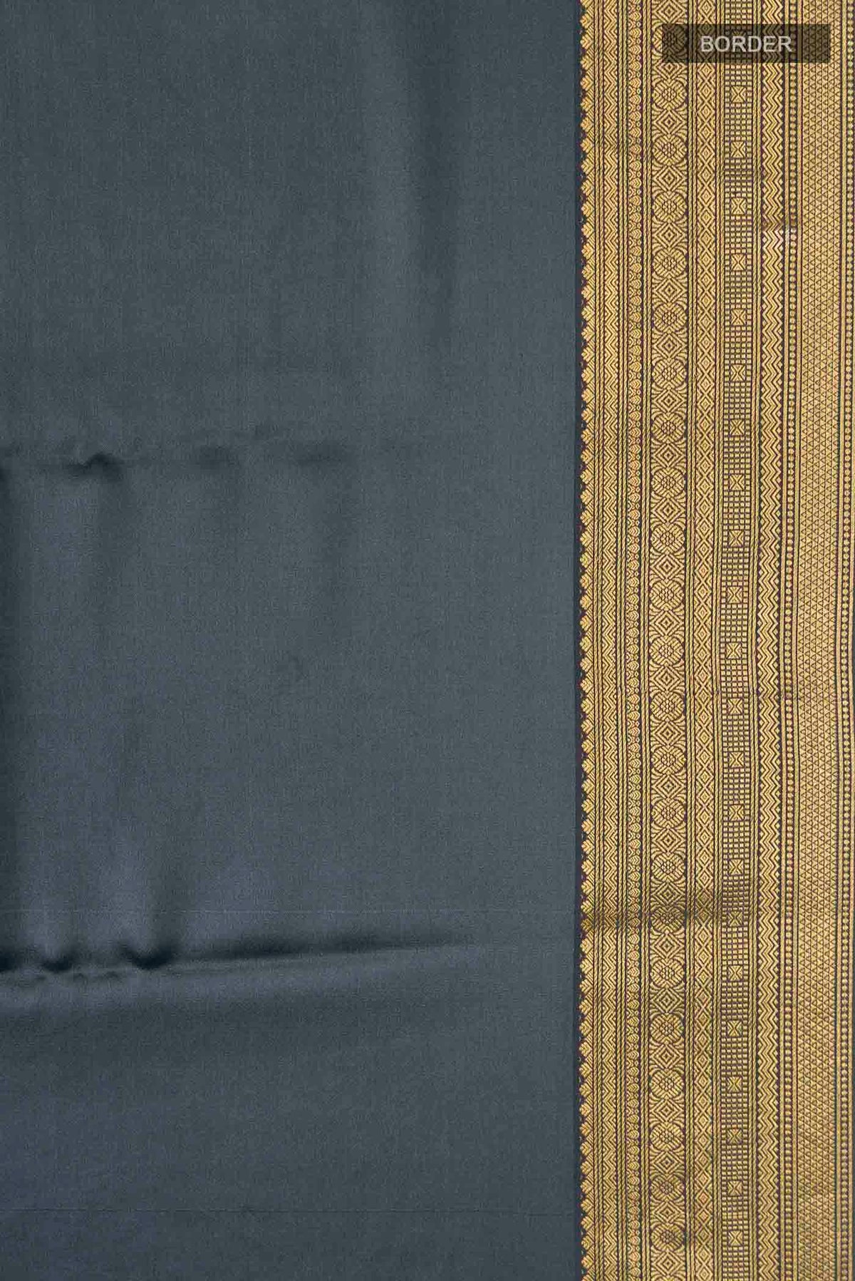 Border image of Grey Satin Silk Saree with Plain Body and Zari Border