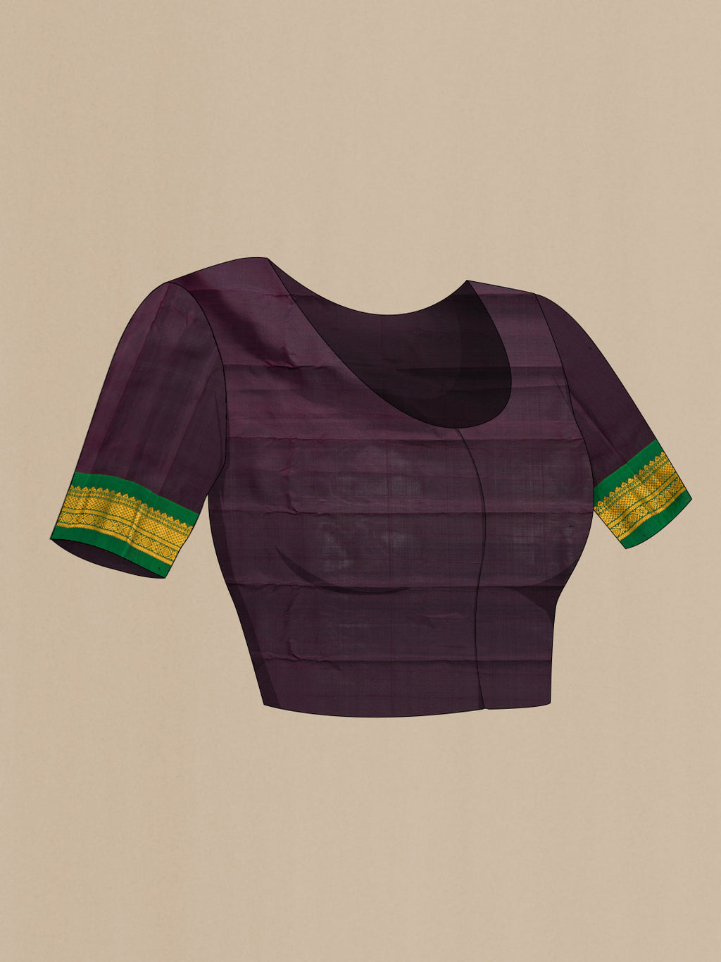 Close up image of the blouse of Grey Dual Tone Gadwal Silk Saree with Zari And Thread Butta on the body and Ganga Jamuna Border. 
