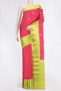 Pink Dual Tone Gadwal Silk Saree with Zari Butta on the body and Zari Border displayed on a mannequin