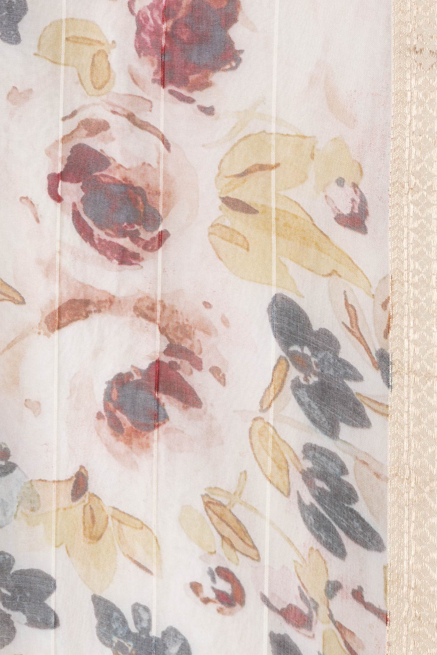 Border image of Sandal Dual Tone Organza Silk Saree with Printed design on the body and Zari Border. 