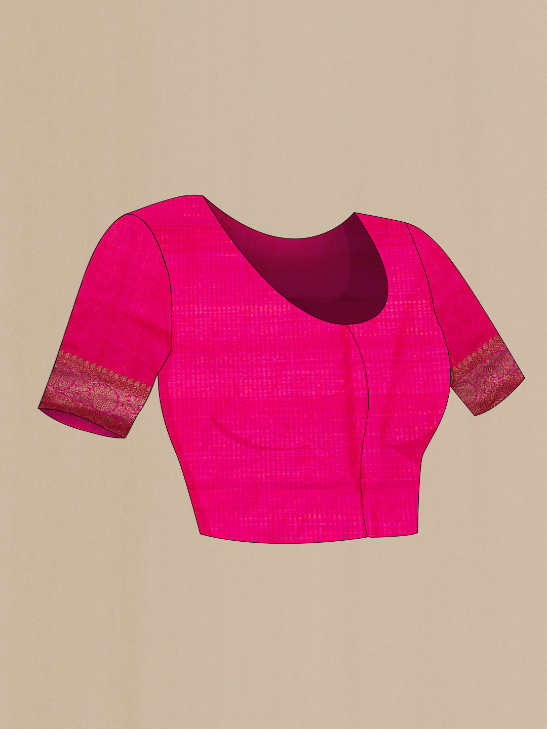 Close up image of the blouse of Mustard Dual Tone Banarasi Saree with Zari Butta on the body and Zari Border