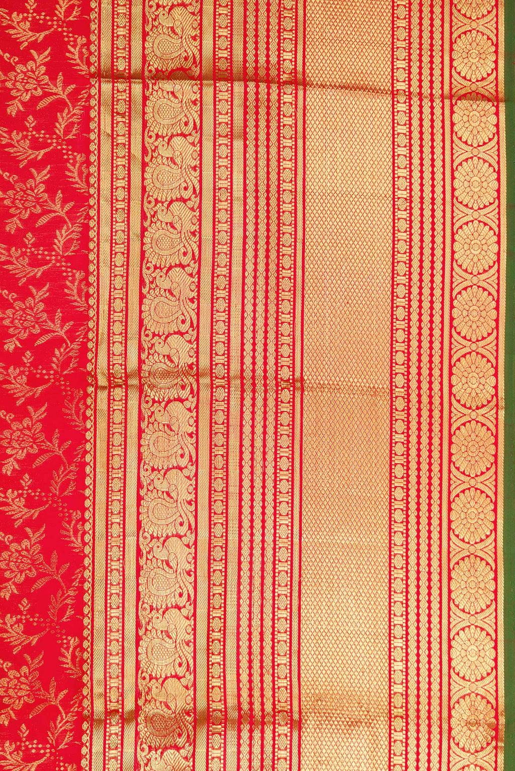 Border image of Red Dual Tone Kanjivaram Silk Saree with Zari Brocade on the body and Zari Border. 