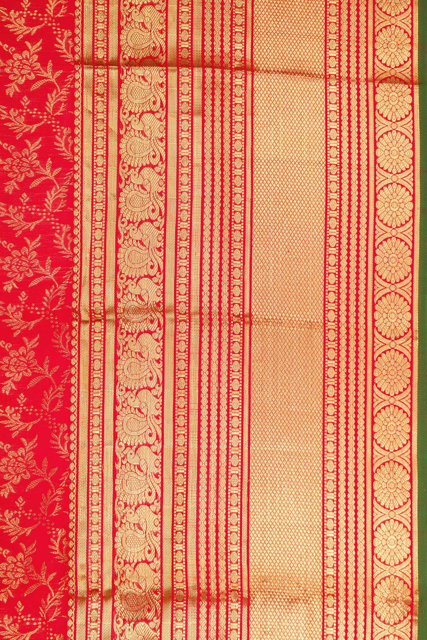 Border image of Red Dual Tone Kanjivaram Silk Saree with Zari Brocade on the body and Zari Border. 