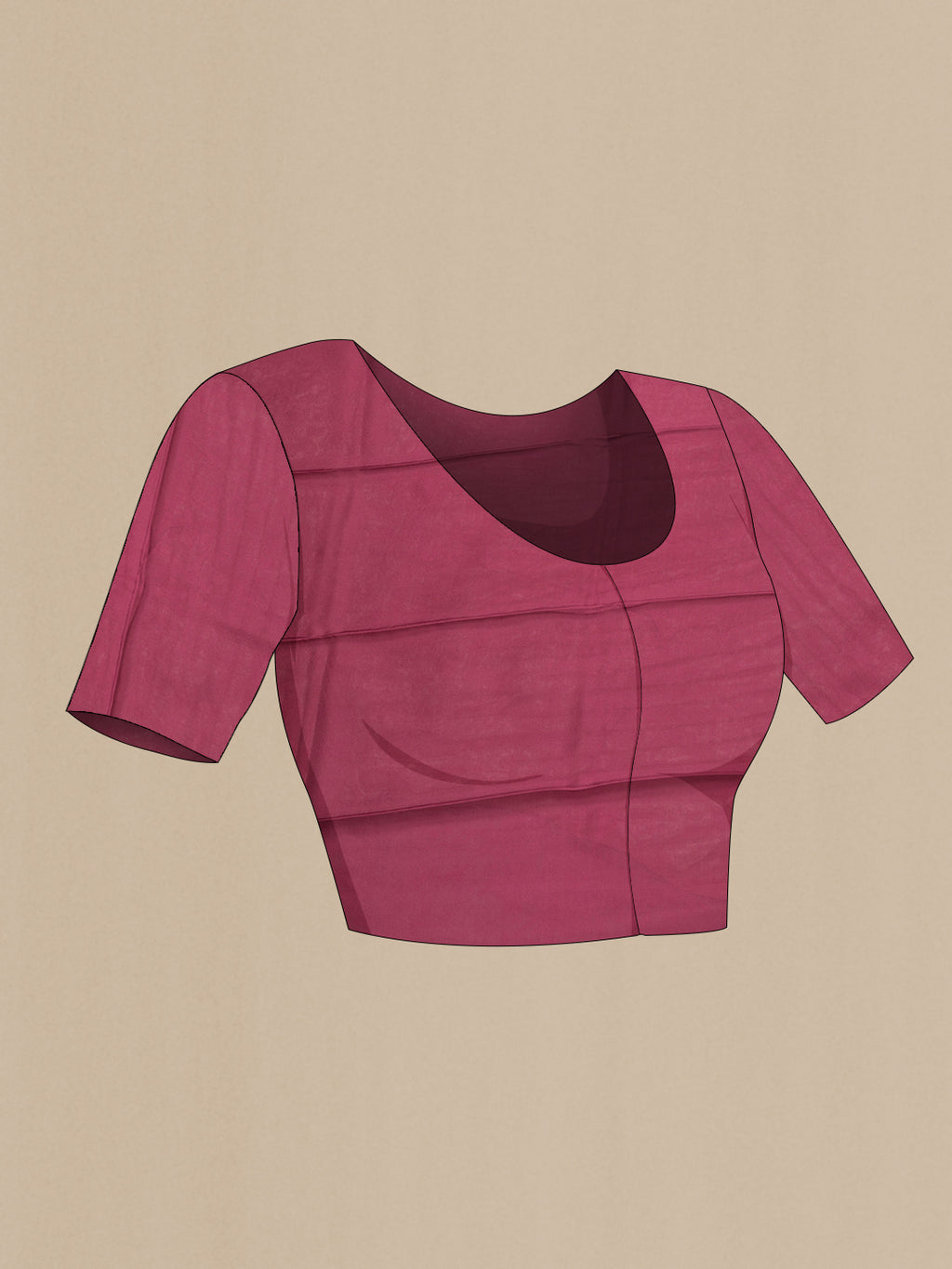 Close up image of the blouse of Maroon Dual Tone Printed Silk Saree with Printed design on the body and Plain Border. 