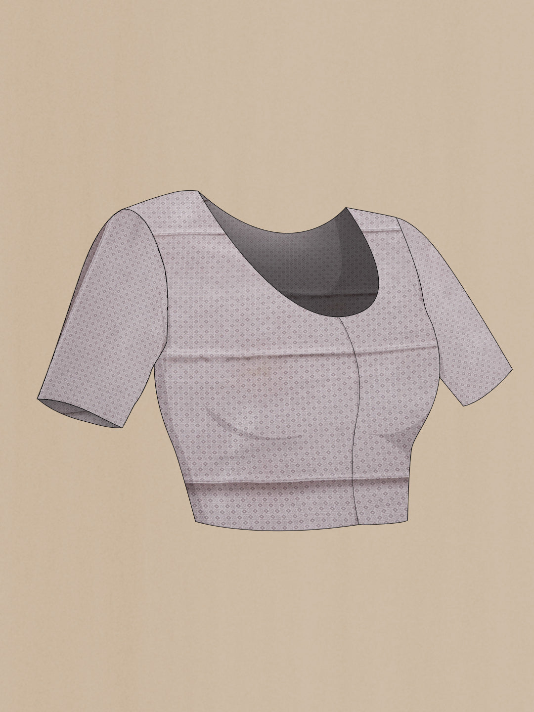 Close up image of the blouse of Pink Dual Tone Mysore Georgette Saree with Printed design on the body and Zari Border. 