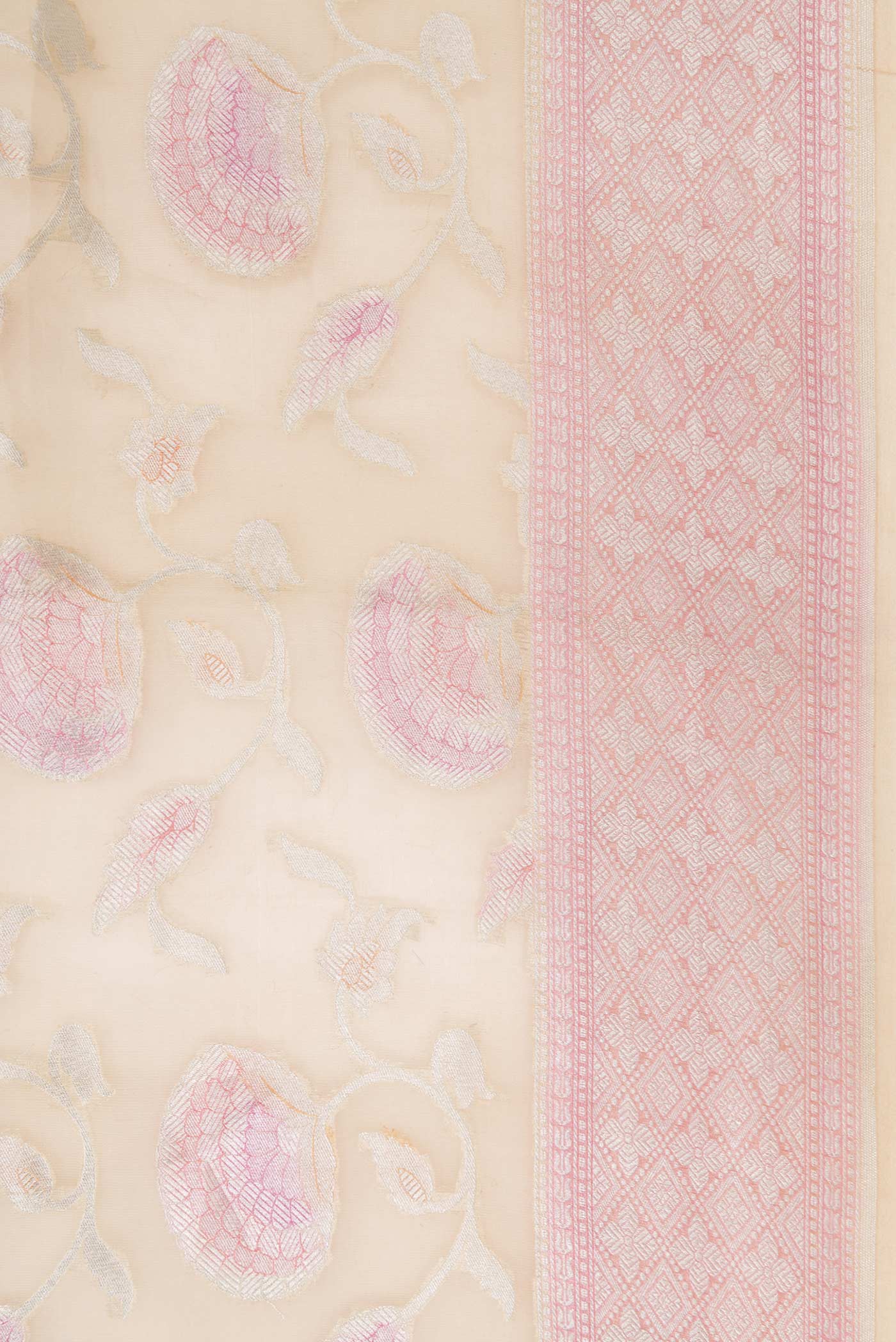 Border image of Sandal Dual Tone Organza Silk Saree with Zari Brocade on the body and Zari Border. 