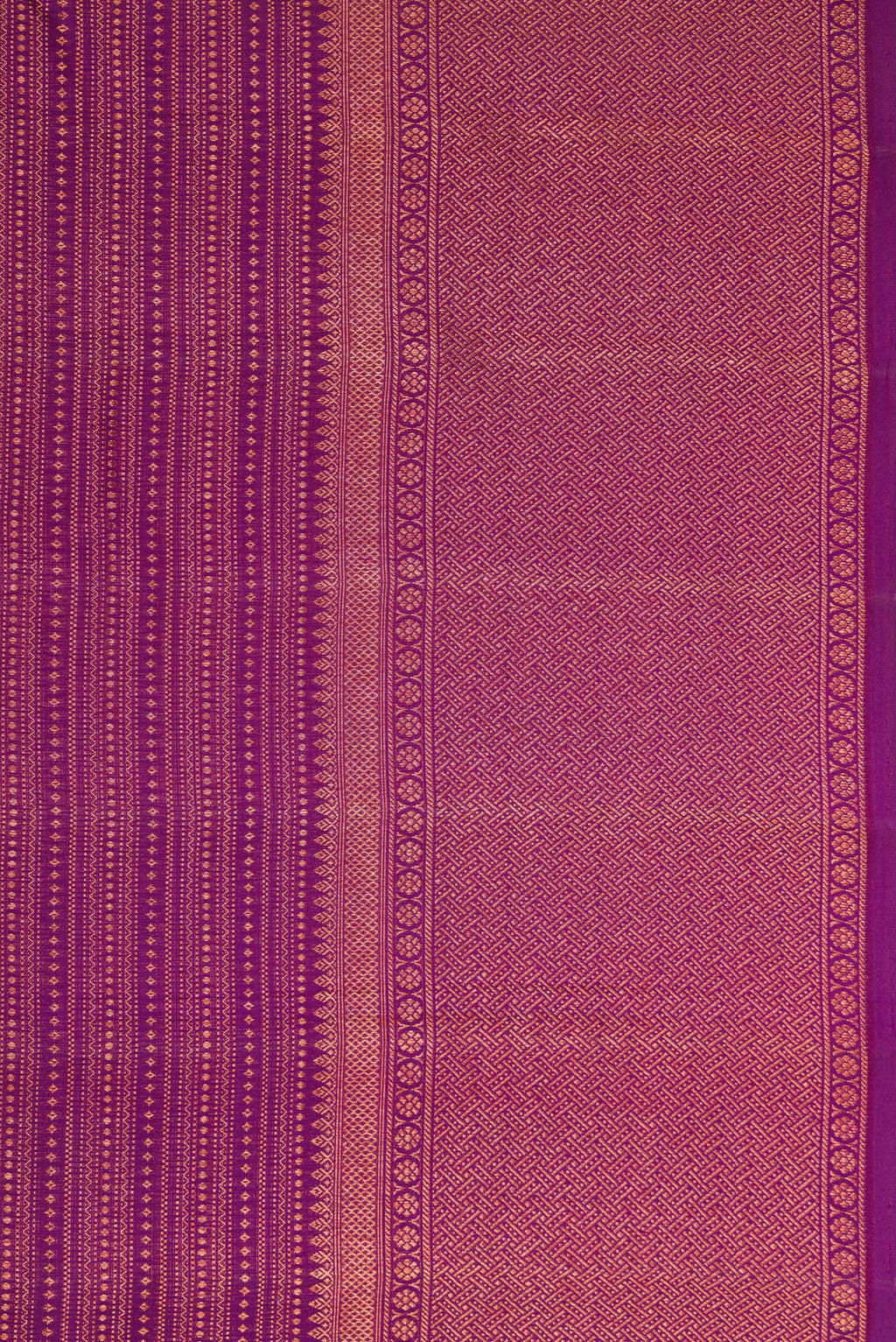 Border image of Purple Dual Tone Kanjivaram Silk Saree with Zari Brocade on the body and Fancy Border. 