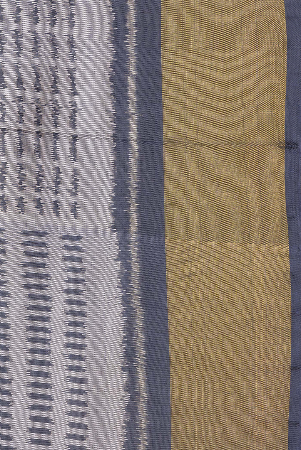 Border image of Grey Dual Tone Rajkot Patola Silk Saree with Ikat Print on the body and Zari Border. 