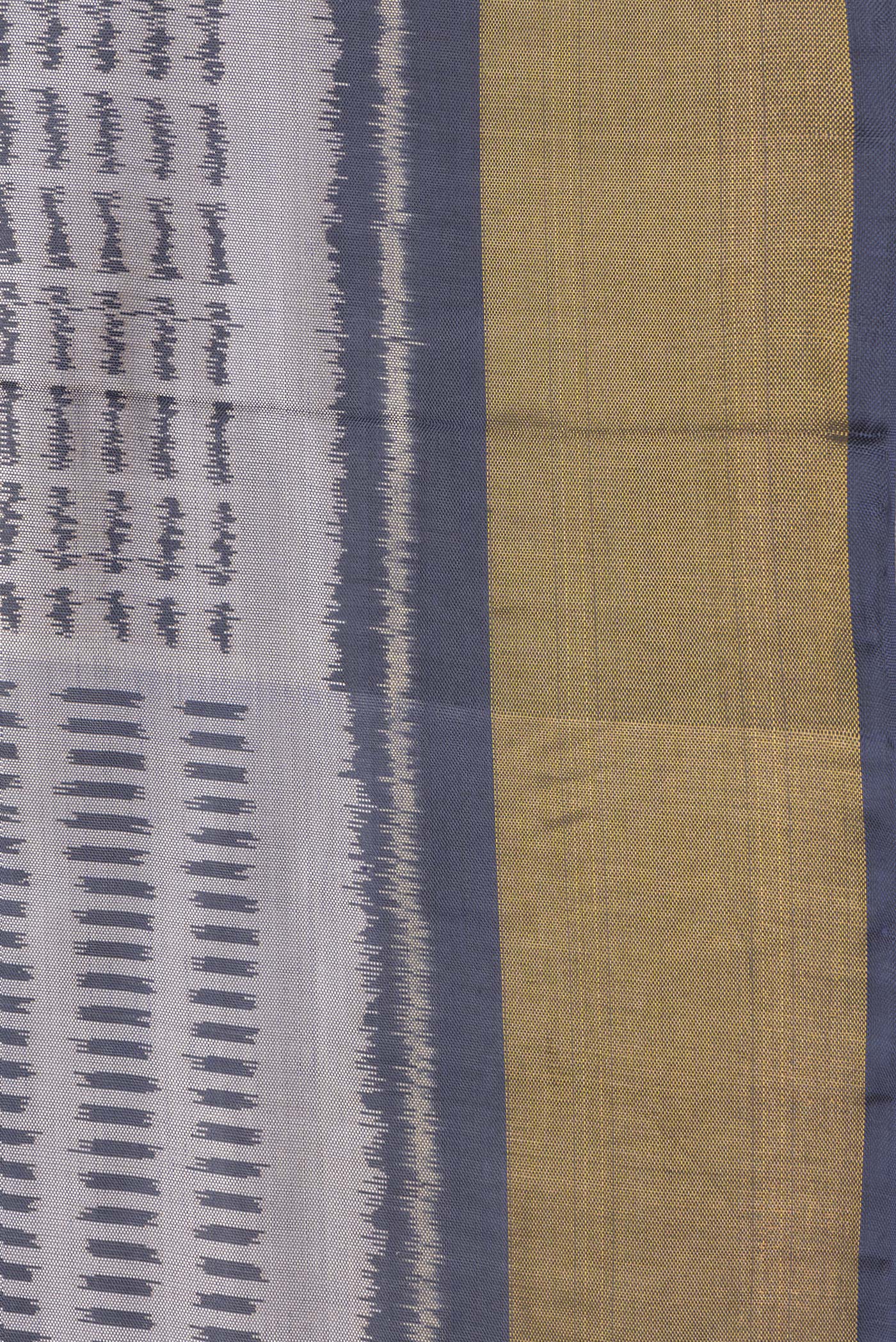 Border image of Grey Dual Tone Rajkot Patola Silk Saree with Ikat Print on the body and Zari Border. 