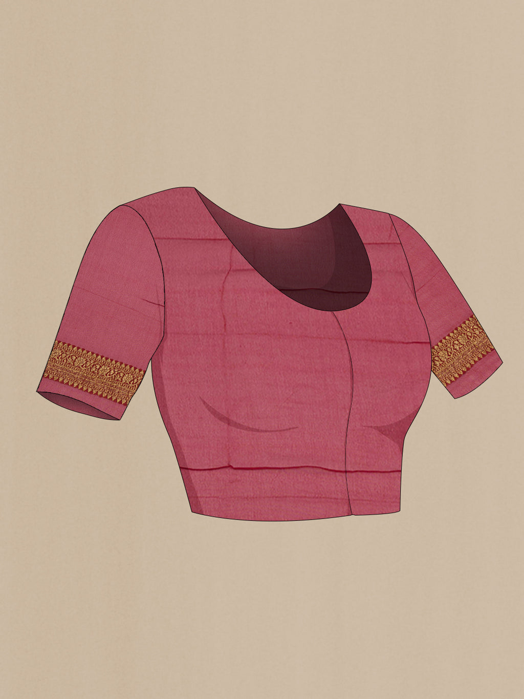 Close up image of the blouse of Navy Blue Banarasi Georgette Saree with Zari Brocade on the body and Zari Border. 