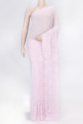 Pink Dual Tone Georgette Saree with Embroidery on the body and Embroidery Border displayed on a mannequin