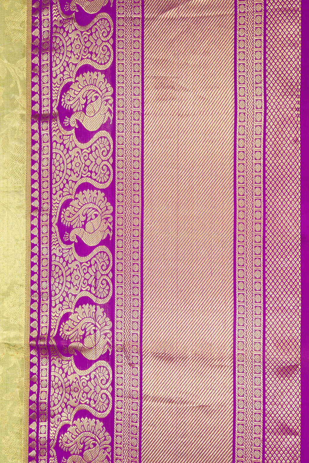 Border image of Green Dual Tone Kanjivaram Tissue Silk Saree with Zari Brocade on the body and Zari Border. 