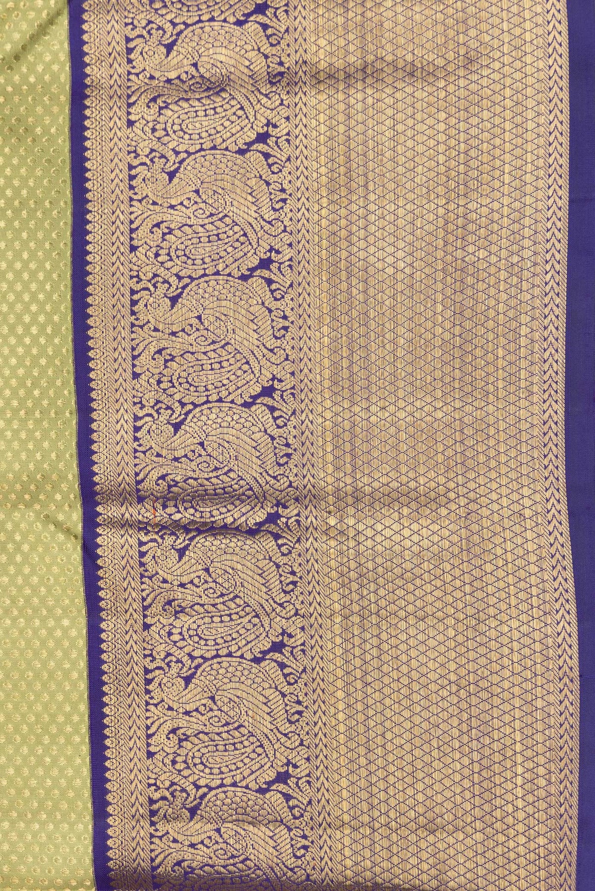 Border image of Pure Silk Pure Zari Pista Green Dual Tone Kanjivaram Saree with Zari Brocade on the body and Zari Border. 