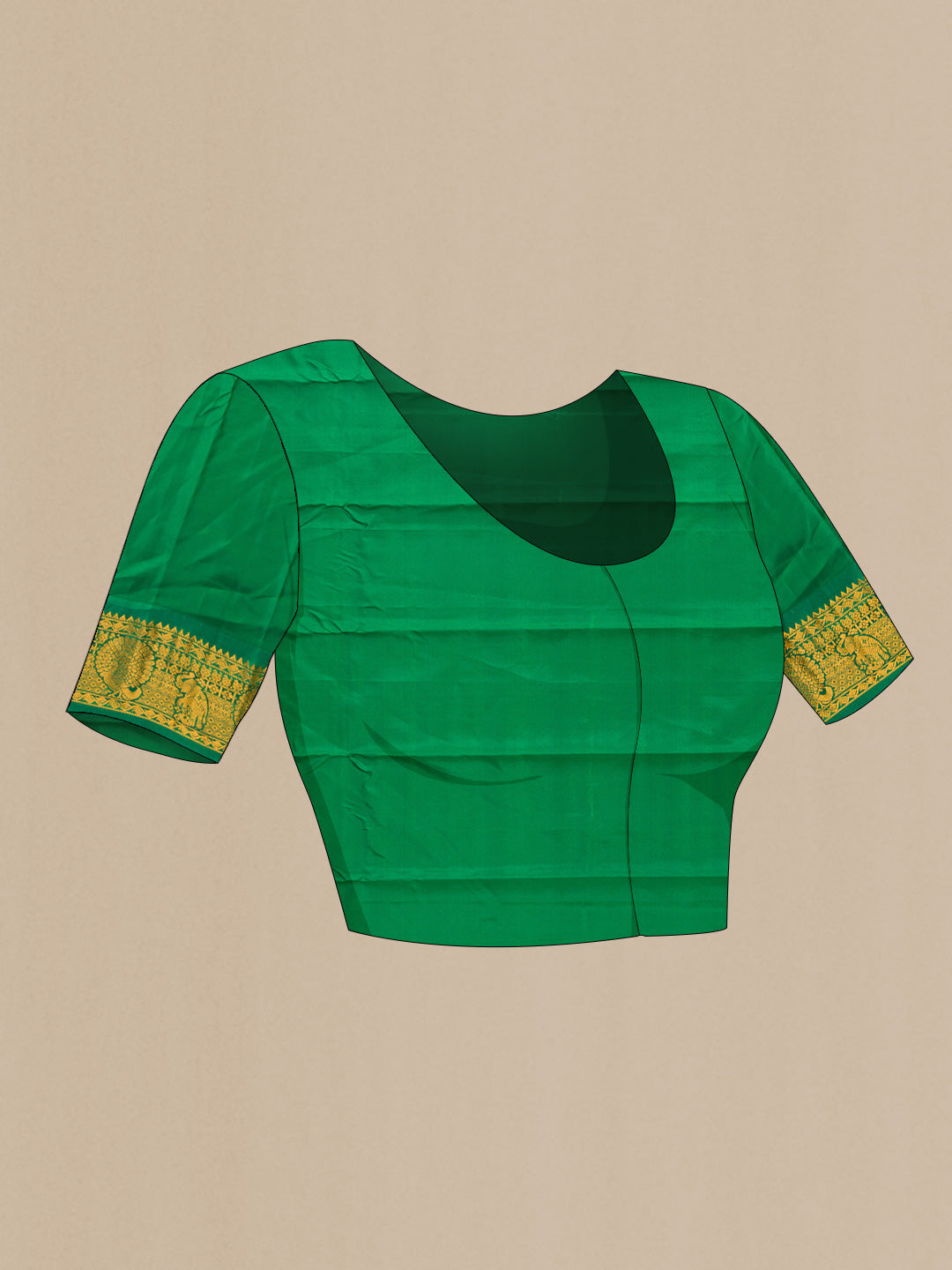 Close up image of the blouse of Dark Pink Dual Tone Gadwal Silk Saree with Zari Butta on the body and Zari Border