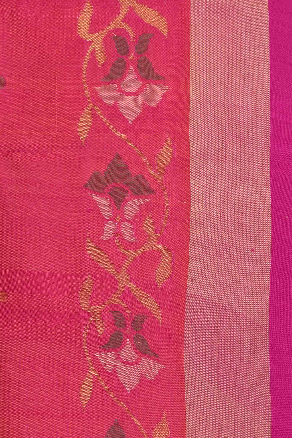 Border image of Pink Uppada Silk Saree with Zari And Thread Butta on the body and Zari Border