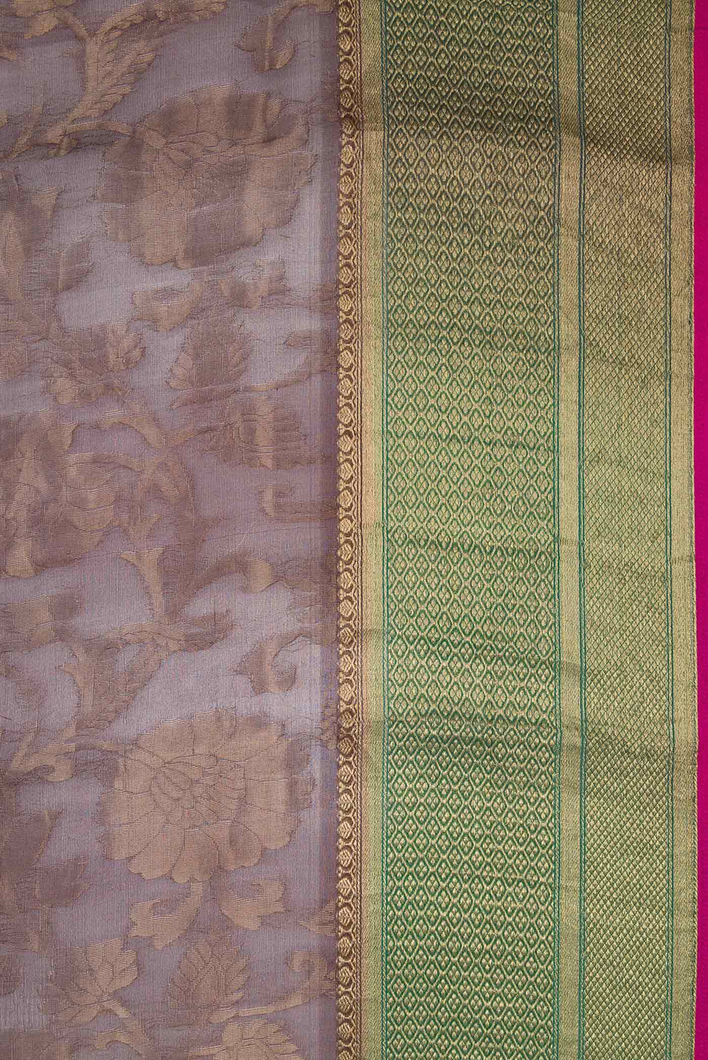 Border image of Coffee Brown Dual Tone Organza Silk Saree with Zari Brocade on the body and Zari Border. 