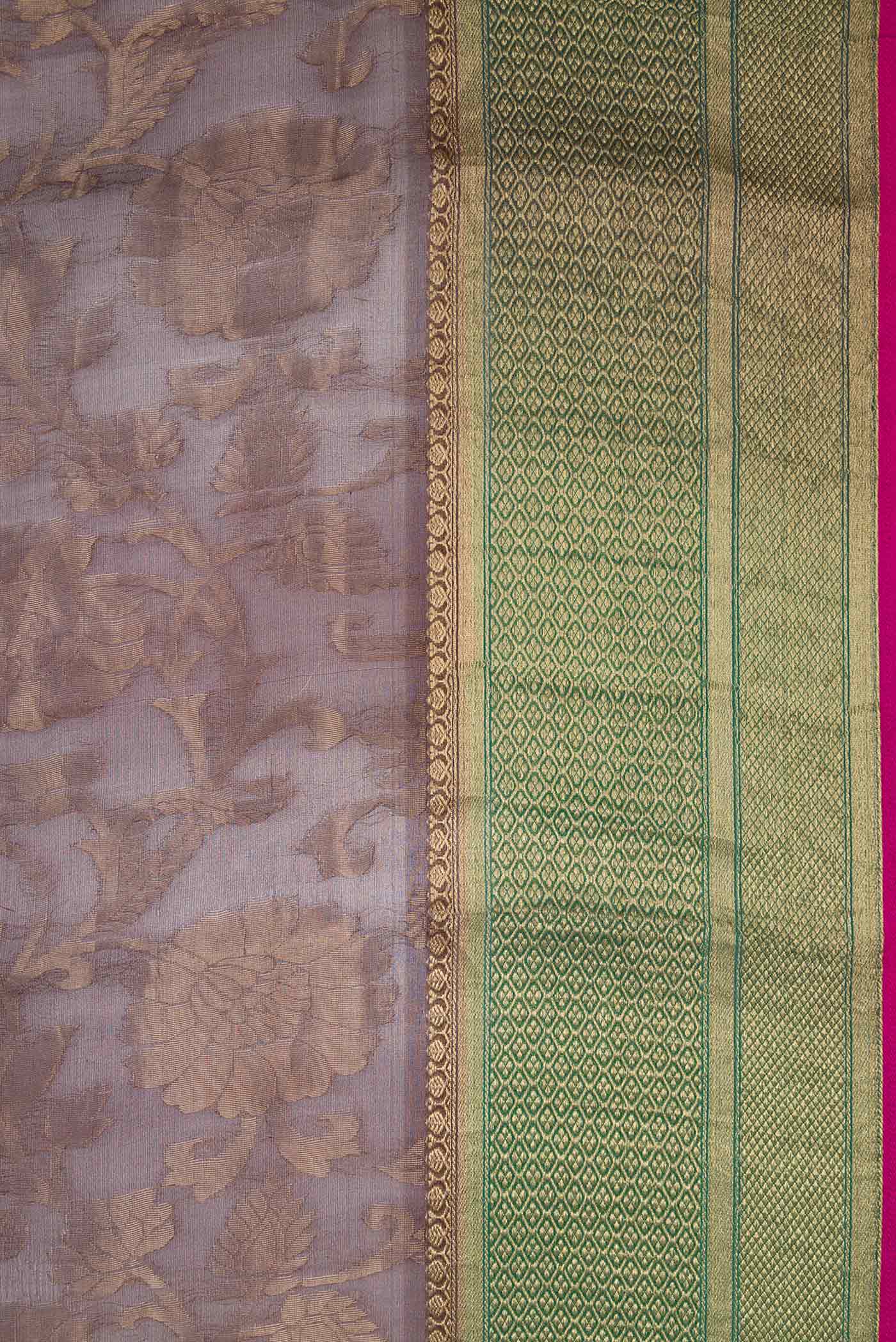 Border image of Coffee Brown Dual Tone Organza Silk Saree with Zari Brocade on the body and Zari Border. 