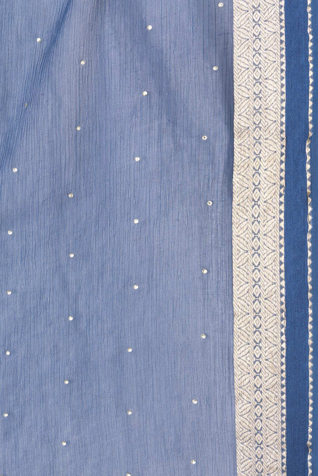 Border image of Maya Blue Dual Tone Mysore Georgette Saree with Embroidery on the body and Zari Border. 