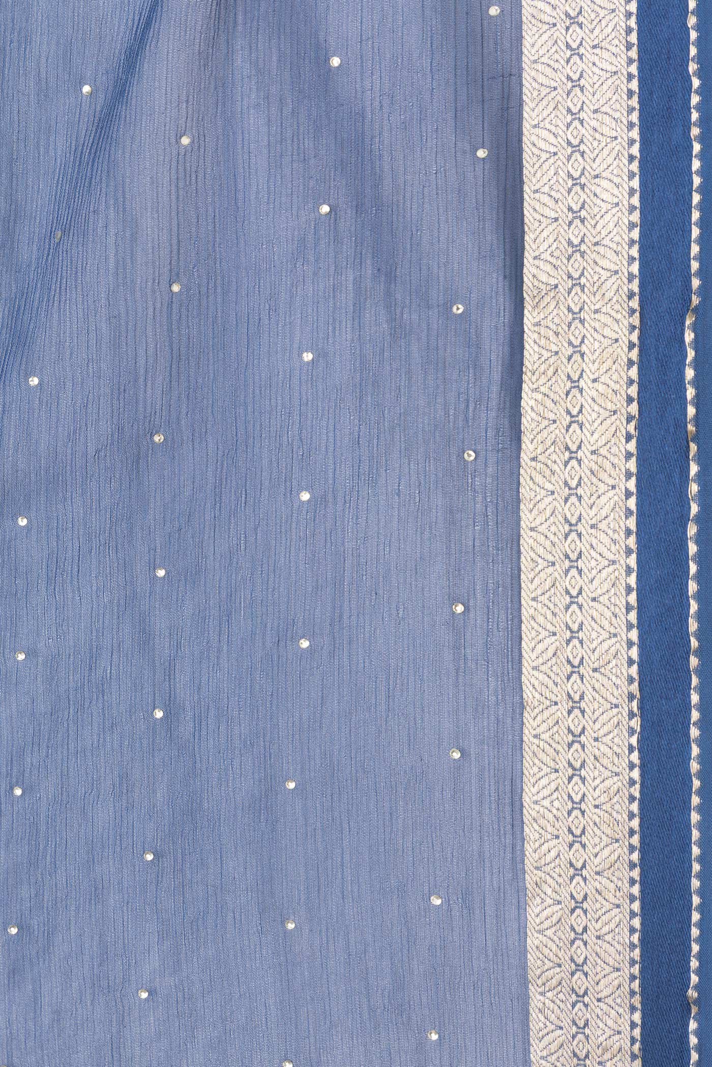 Border image of Maya Blue Dual Tone Mysore Georgette Saree with Embroidery on the body and Zari Border. 