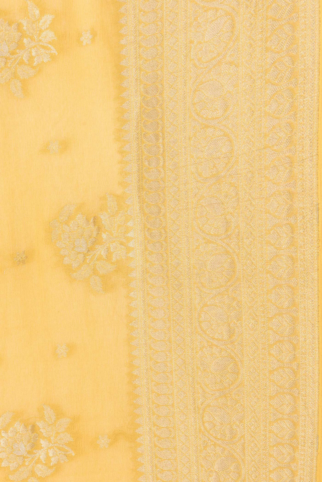 Border image of Mustard Dual Tone Mysore Georgette Saree with Zari Butta on the body and Zari Border. 