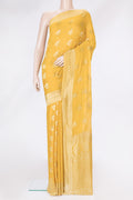 Mustard Dual Tone Mysore Georgette Saree with Zari Butta on the body and Zari Border.  displayed on a mannequin